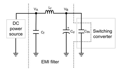 Schematic of low pass input EMI filter